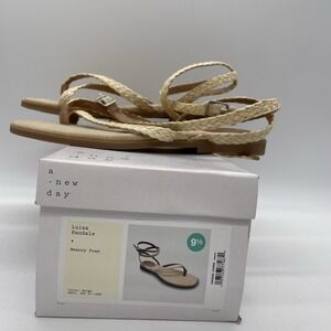 NEW A New Day Womens 9.5 Shoes Luisa Casual Ankle Strappy Sandals Flats Beige‎